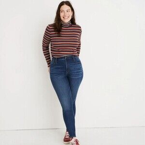 Madewell dark wash curvy 10" high rise tarren thermolite edition skinny jeans